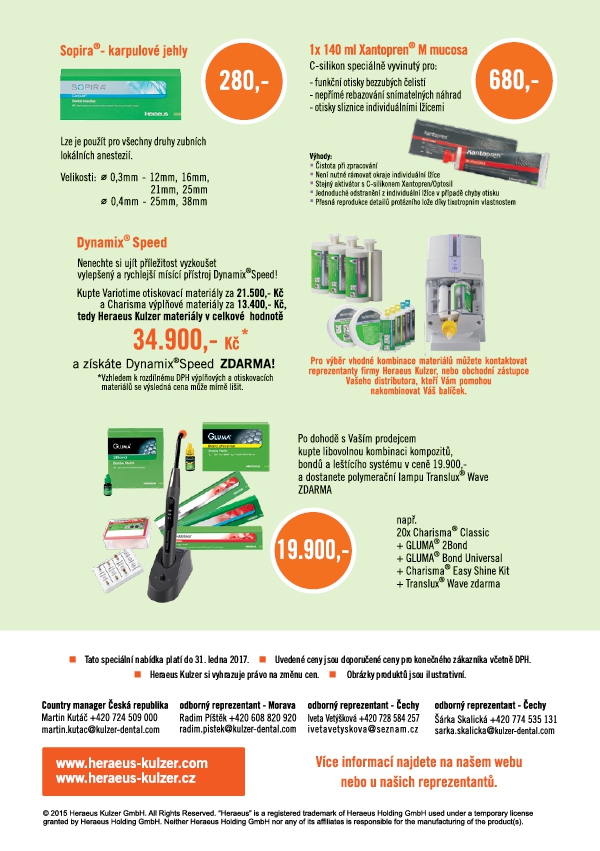 Heraeus Kulzer speciální nabídka pro ordinace – PODZIM/ZIMA 2016