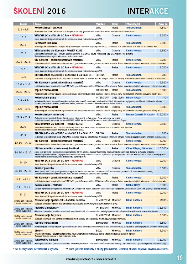 INTERDENT – INTERAKCE LABORATOŘ 1/2016