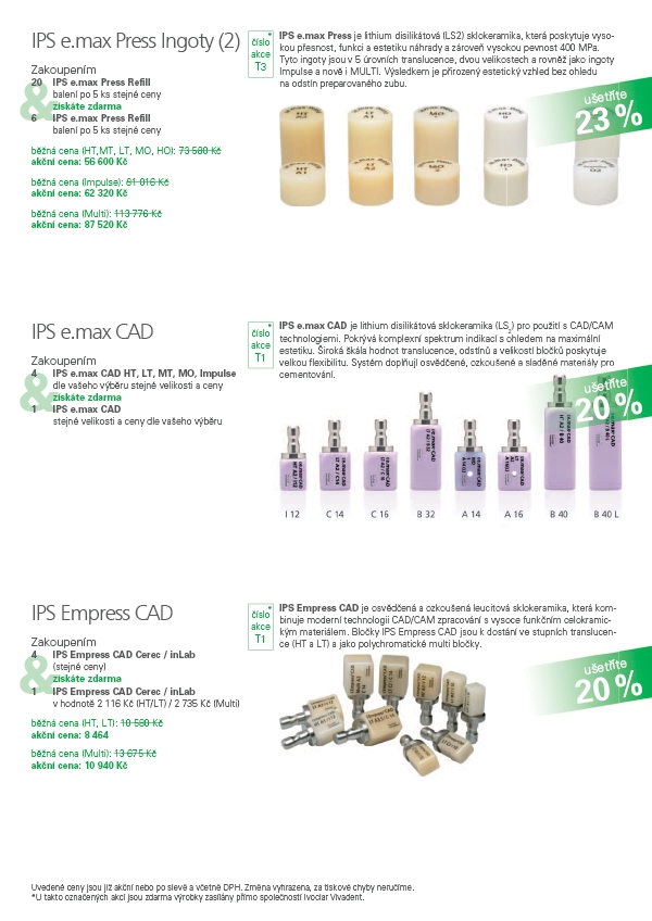 Aktraktivní nabídky od Ivoclar Vivadent: Laboratoř – Jaro / Léto 2017