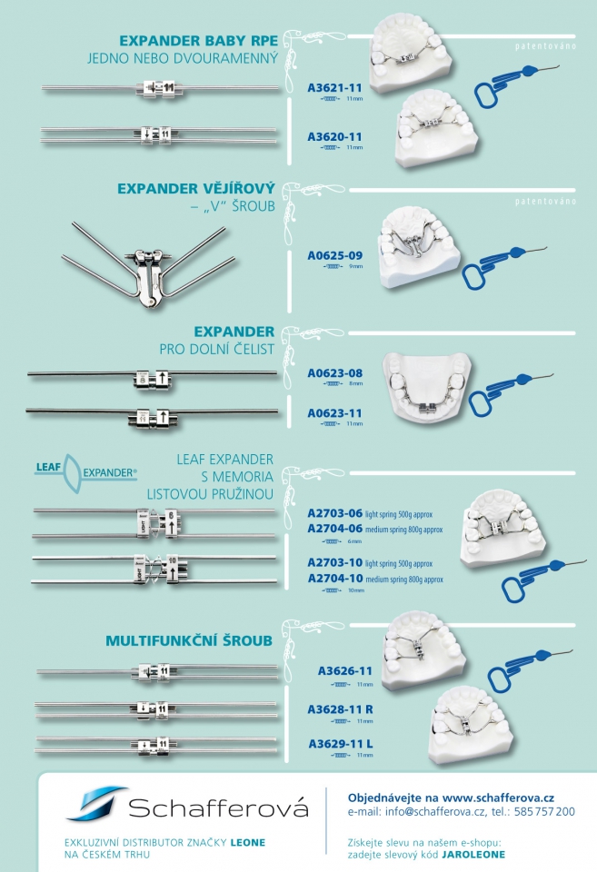 JARO LEONE – Ortodontické expandery a korektory Leone